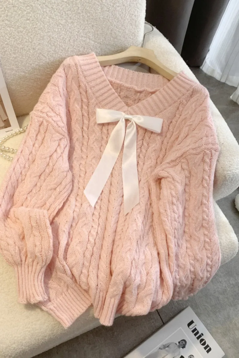 Sweet V-Beck Bow Sweater