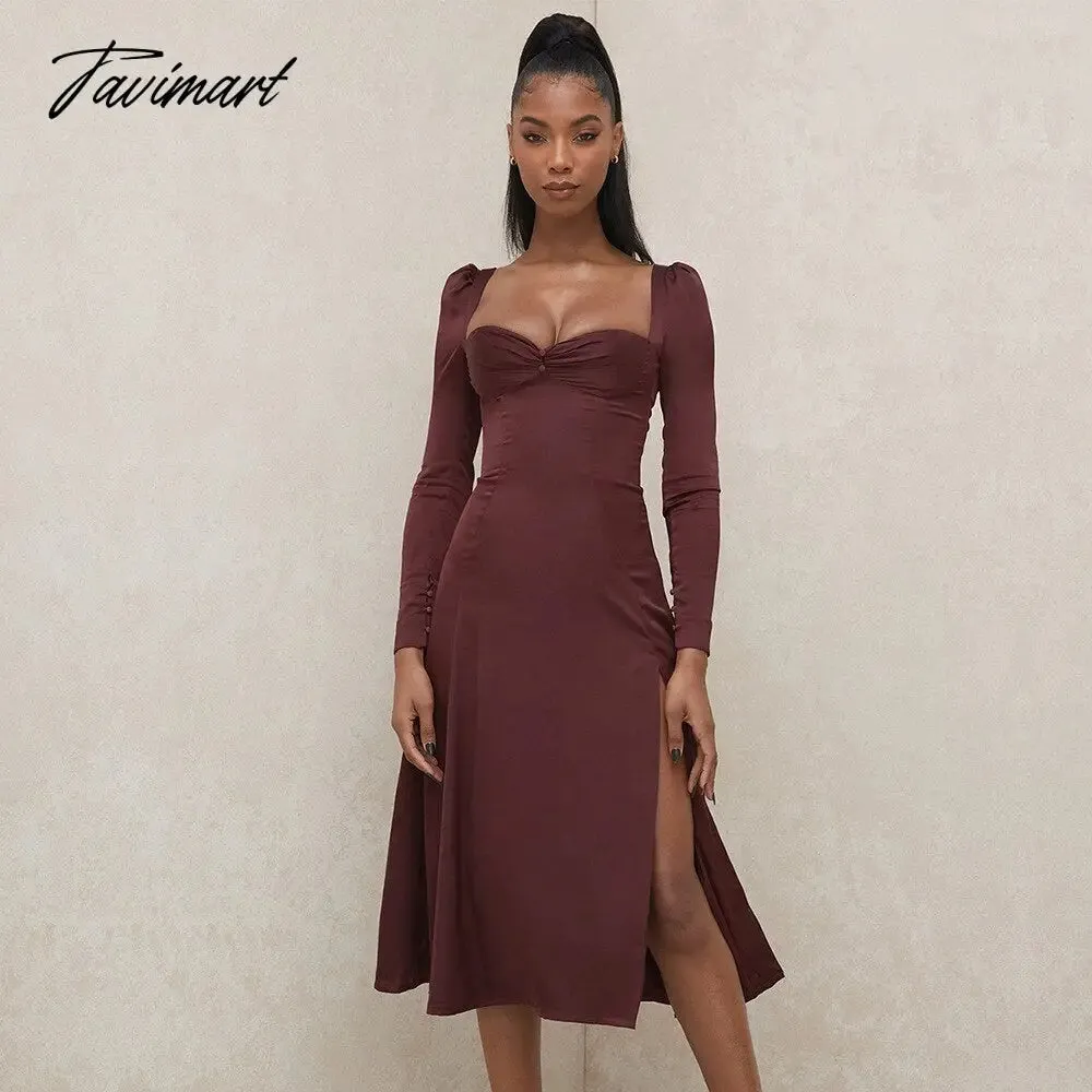 Tavimart High Quality Satin Bodycon Dress Maxi Women Summer Party Dress New House of Cb Dress Stretch Celebrity Evening Club Dress