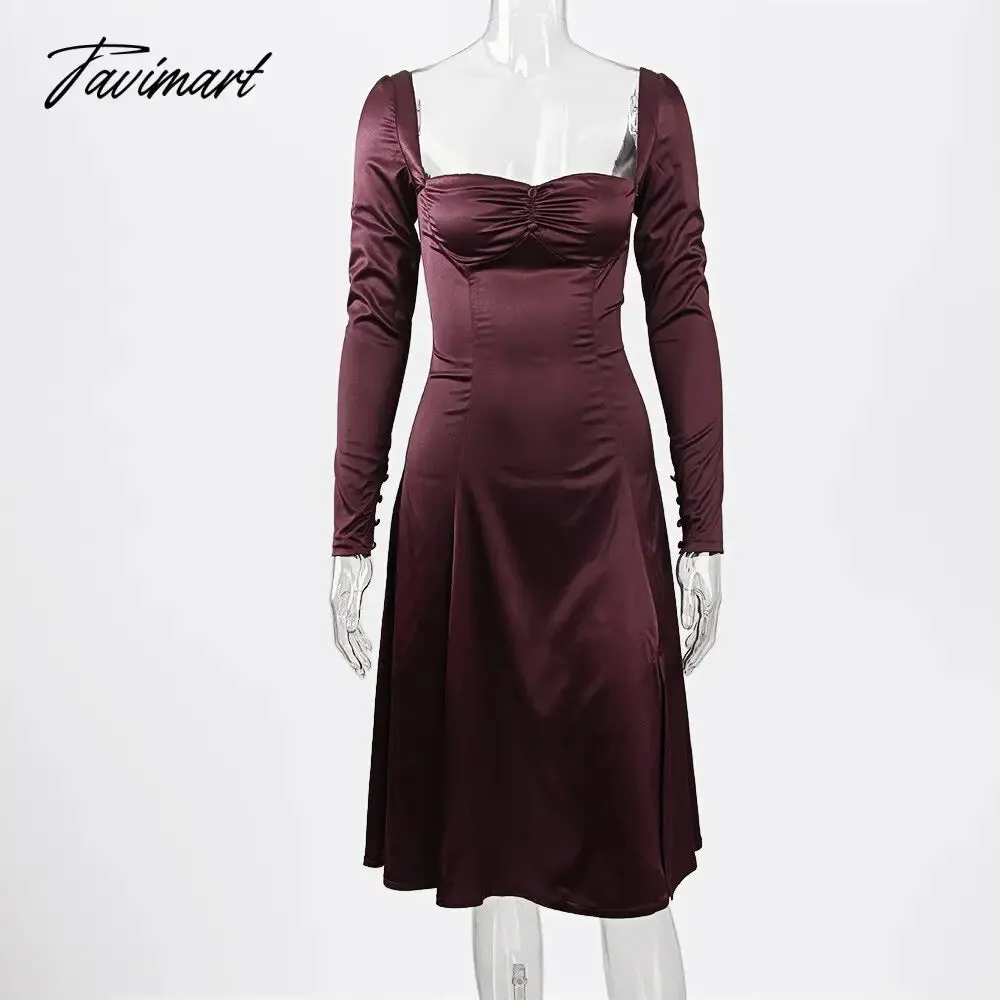 Tavimart High Quality Satin Bodycon Dress Maxi Women Summer Party Dress New House of Cb Dress Stretch Celebrity Evening Club Dress