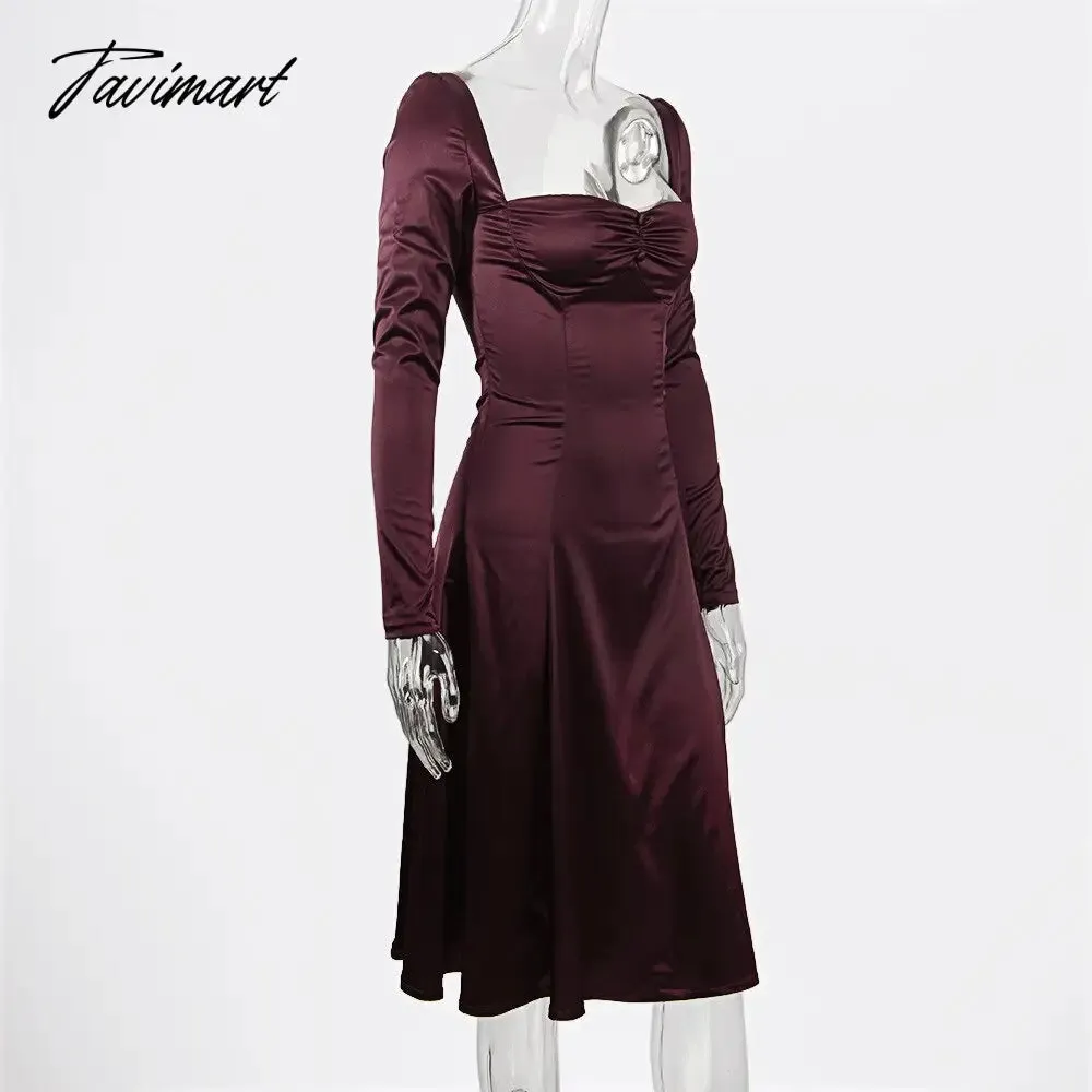 Tavimart High Quality Satin Bodycon Dress Maxi Women Summer Party Dress New House of Cb Dress Stretch Celebrity Evening Club Dress