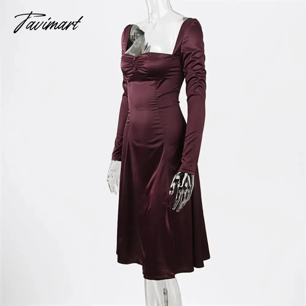 Tavimart High Quality Satin Bodycon Dress Maxi Women Summer Party Dress New House of Cb Dress Stretch Celebrity Evening Club Dress