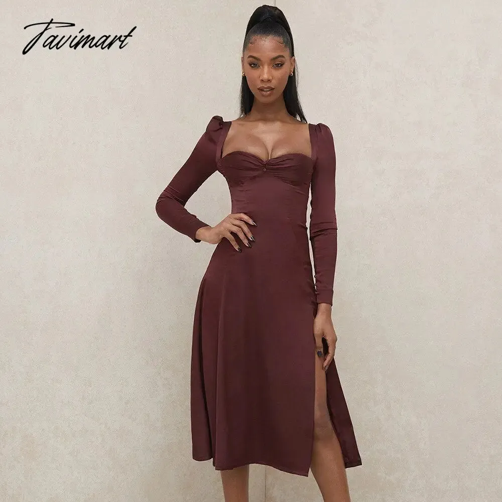 Tavimart High Quality Satin Bodycon Dress Maxi Women Summer Party Dress New House of Cb Dress Stretch Celebrity Evening Club Dress