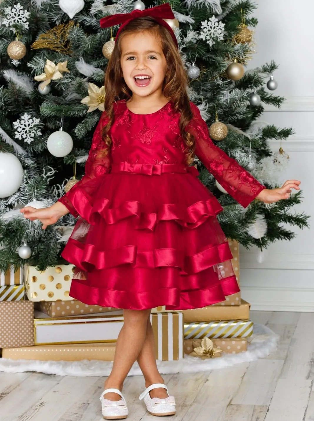 The Real Gift Tiered Lace Princess Holiday Dress