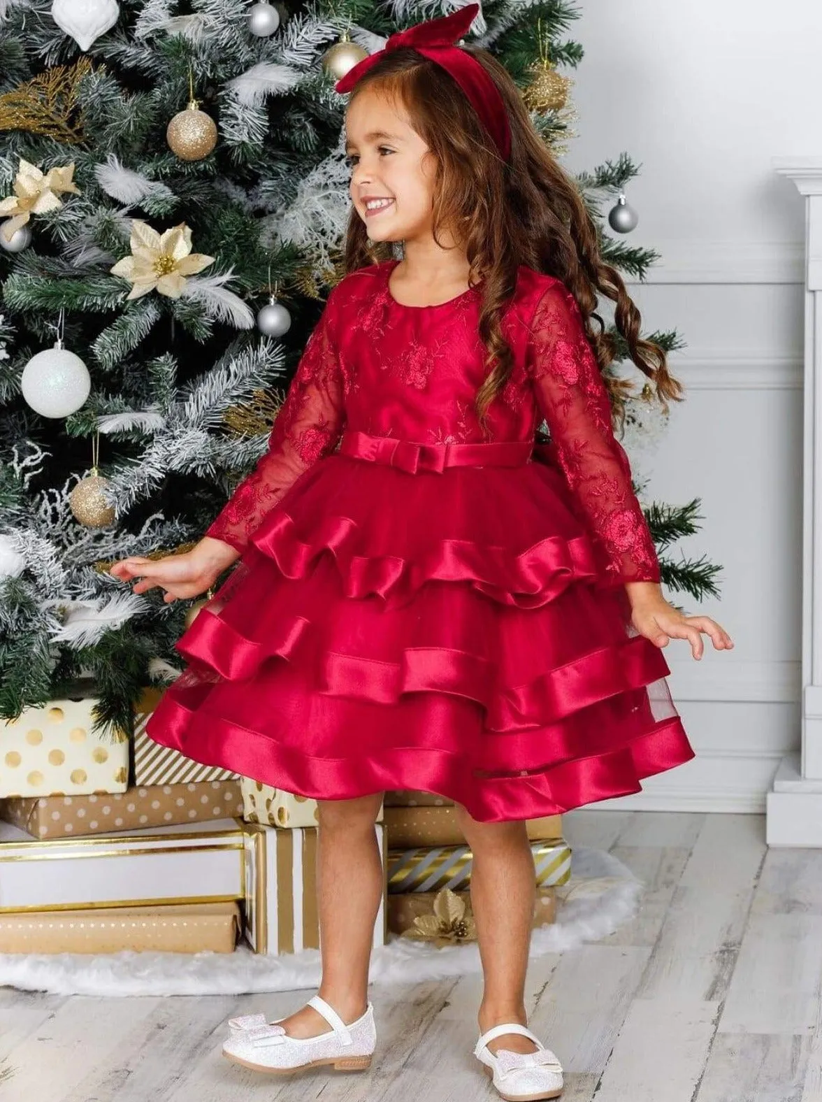 The Real Gift Tiered Lace Princess Holiday Dress