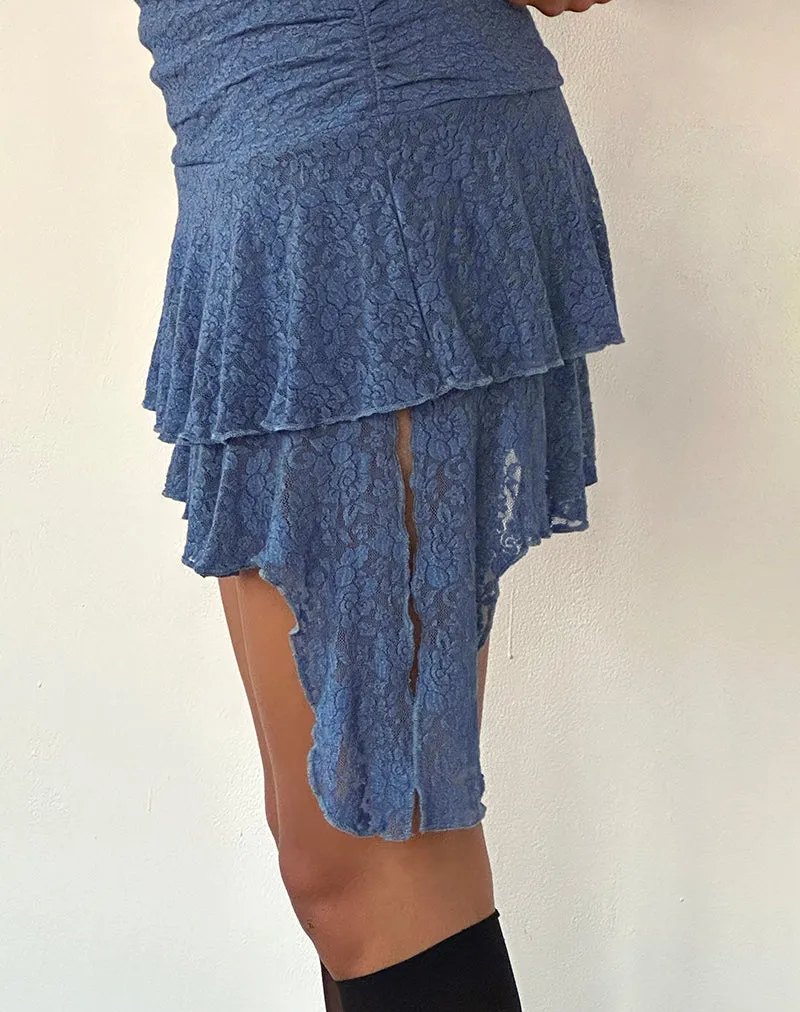 Theri Frill Mini Skirt in Moonlight Blue