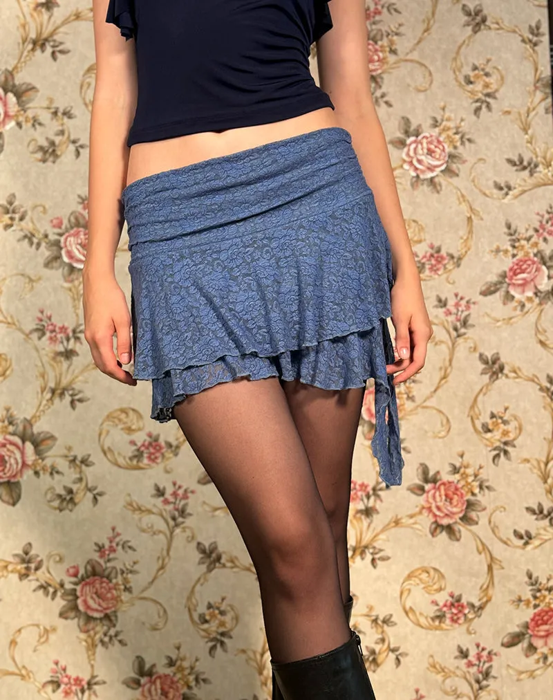 Theri Frill Mini Skirt in Moonlight Blue