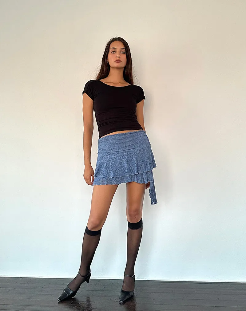 Theri Frill Mini Skirt in Moonlight Blue