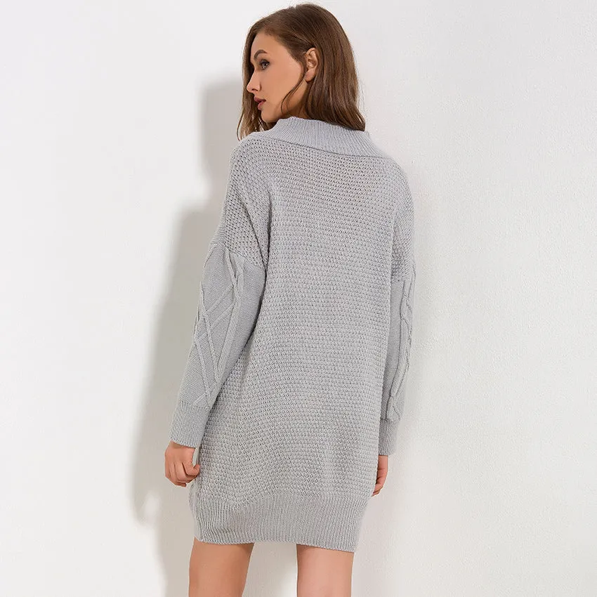 Thick Off Shoulder Knitted Sweater Dress