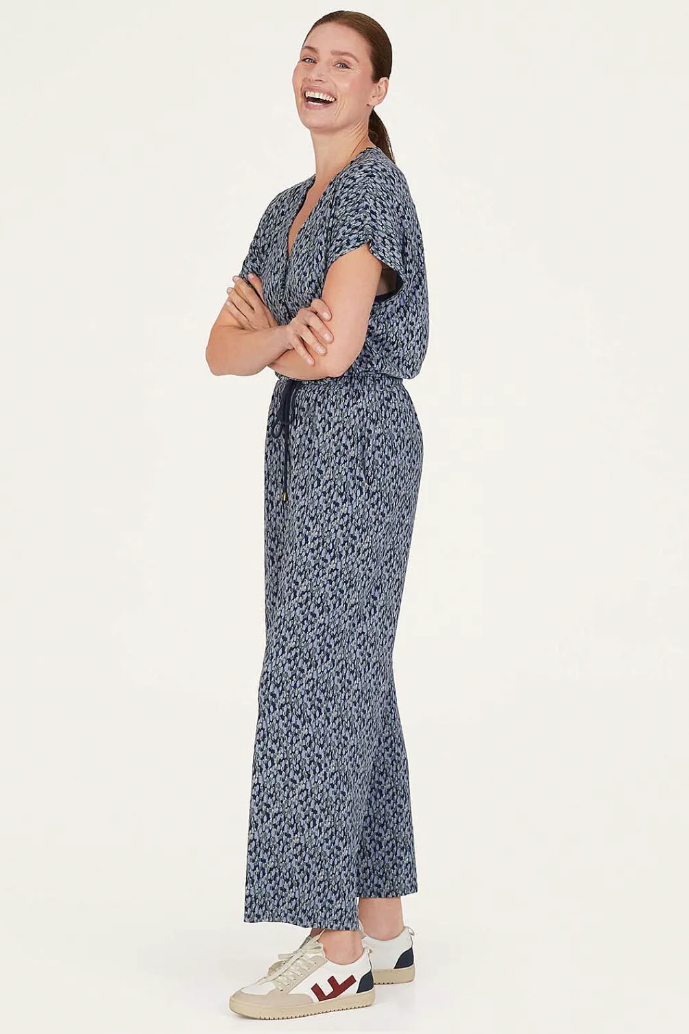 Thought Marlee Lenzing™ EcoVero™ Printed Wrap Jumpsuit in Navy