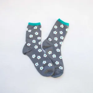 Tiepology Pastel Color Mix Floral Socks | Grey sku11