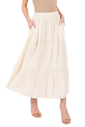 Tiered Silhouette Maxi Skirt in Cream 0486