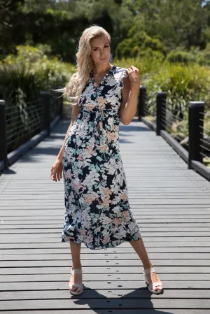 Trissa Peach Floral Maxi Dress