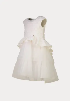 Tulle Ruffle Tier Lurex Patch Sleeveless Dress