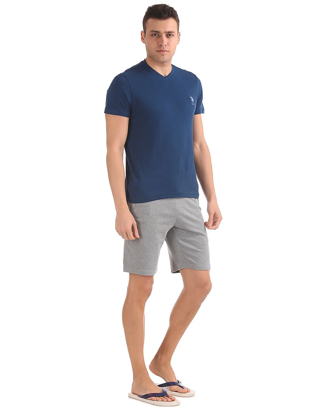 U.S. Polo Assn. Casual Short Sleeve V-Neck T-Shirt Blue