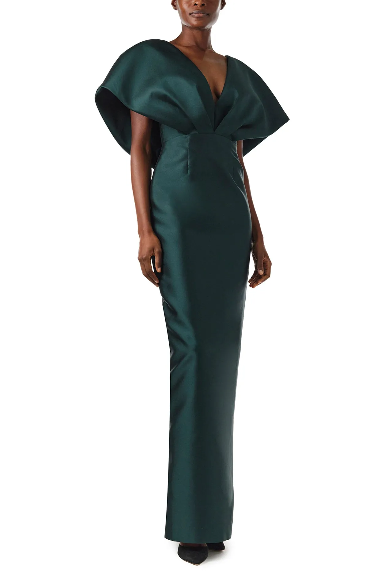 V-Neck Sculptural Column Gown