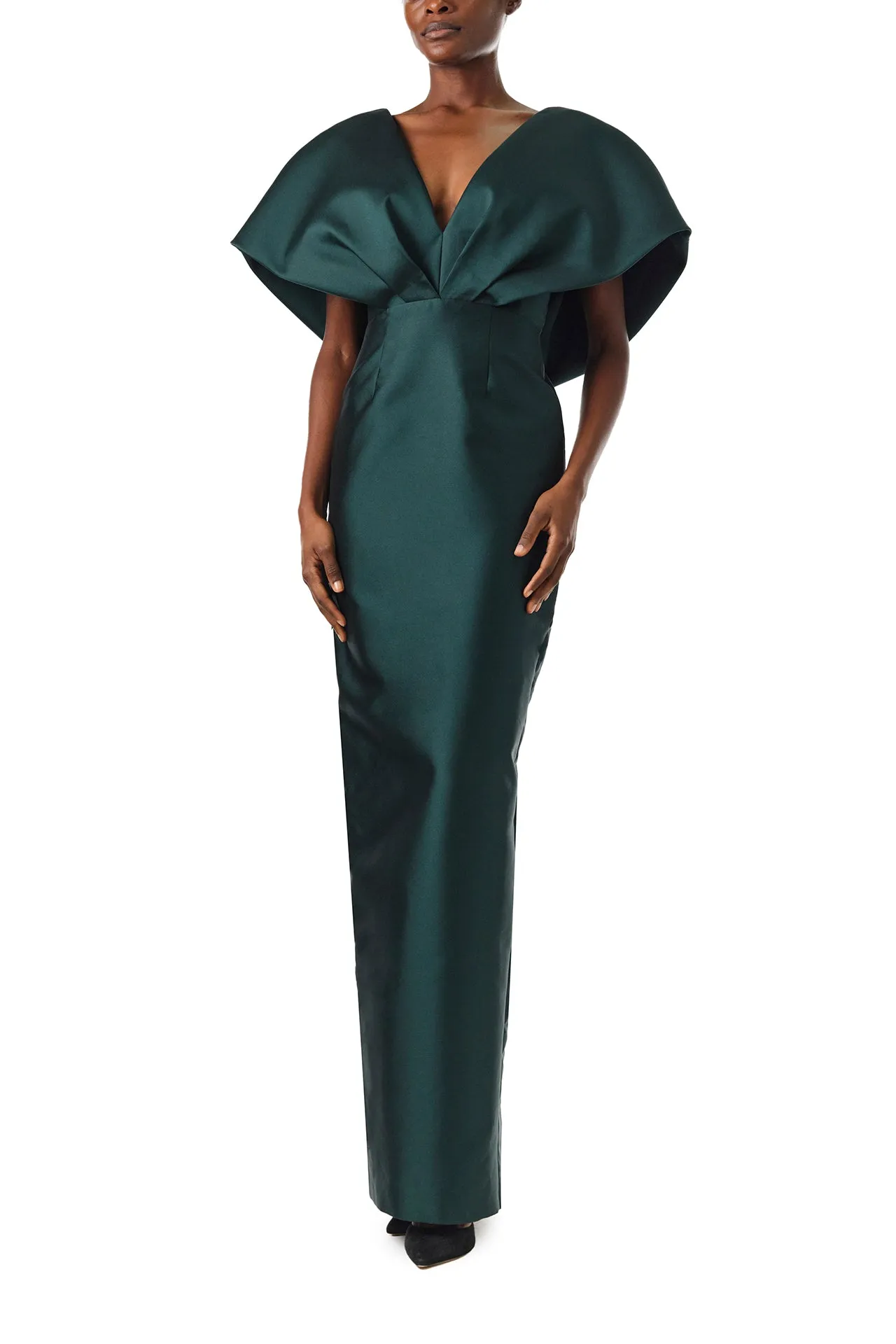 V-Neck Sculptural Column Gown