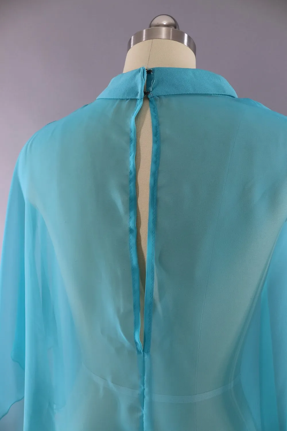 Vintage 1960s Aqua Blue Chiffon Cape