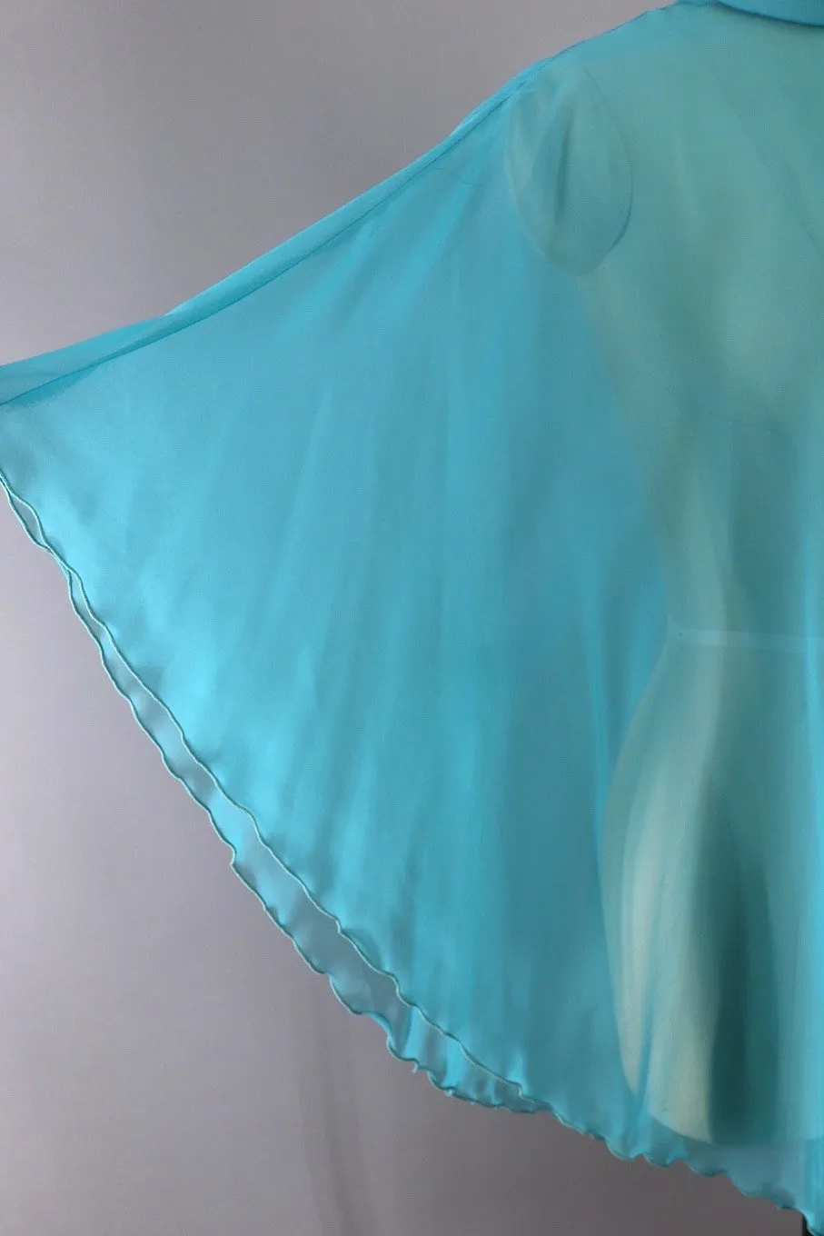 Vintage 1960s Aqua Blue Chiffon Cape