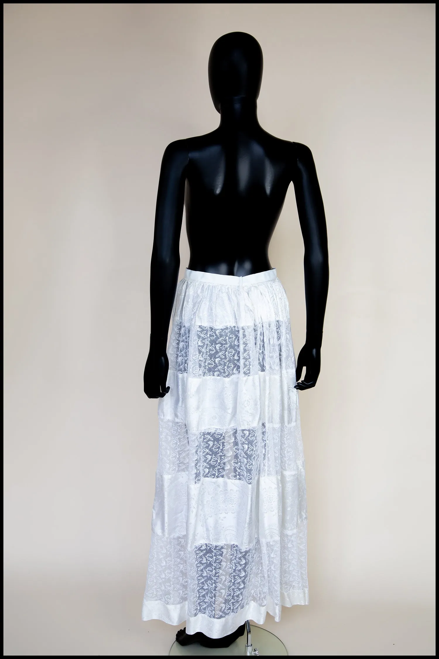 Vintage Edwardian Ivory Damask Lace Maxi Skirt