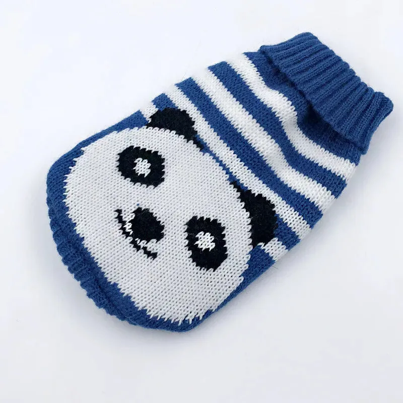 Warm Pet Winter Sweater Cartoon Print Clothing Knitting Coat for Small Pets