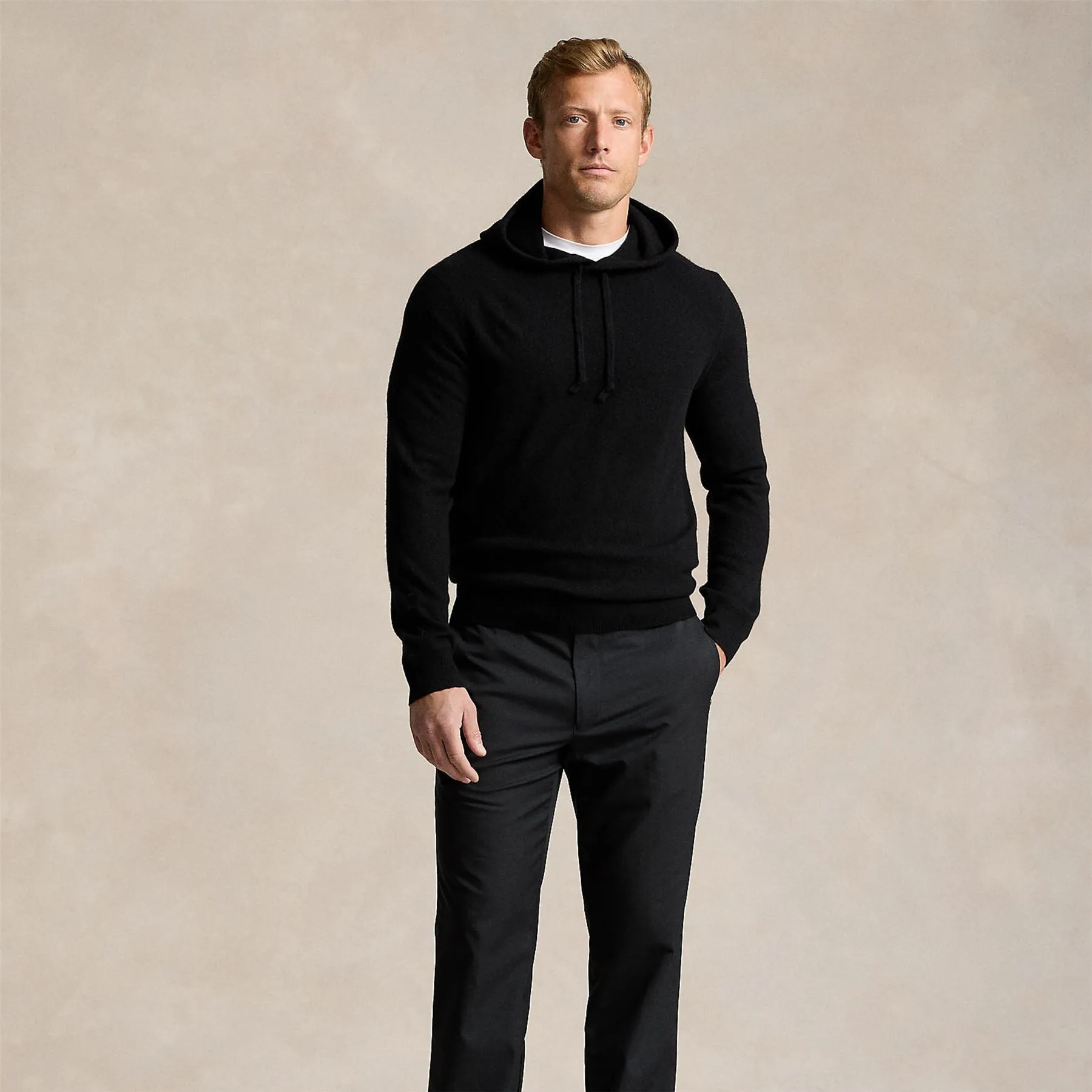 Washable Cashmere Hooded Sweater Polo Black - AW24