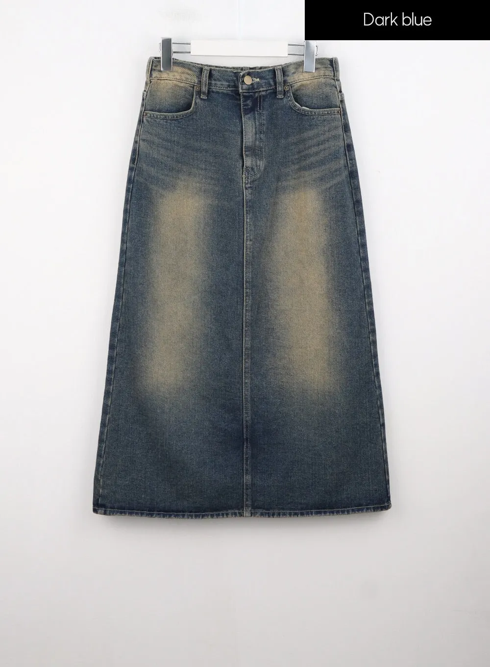 Washed Denim Maxi Flair Skirt IS307