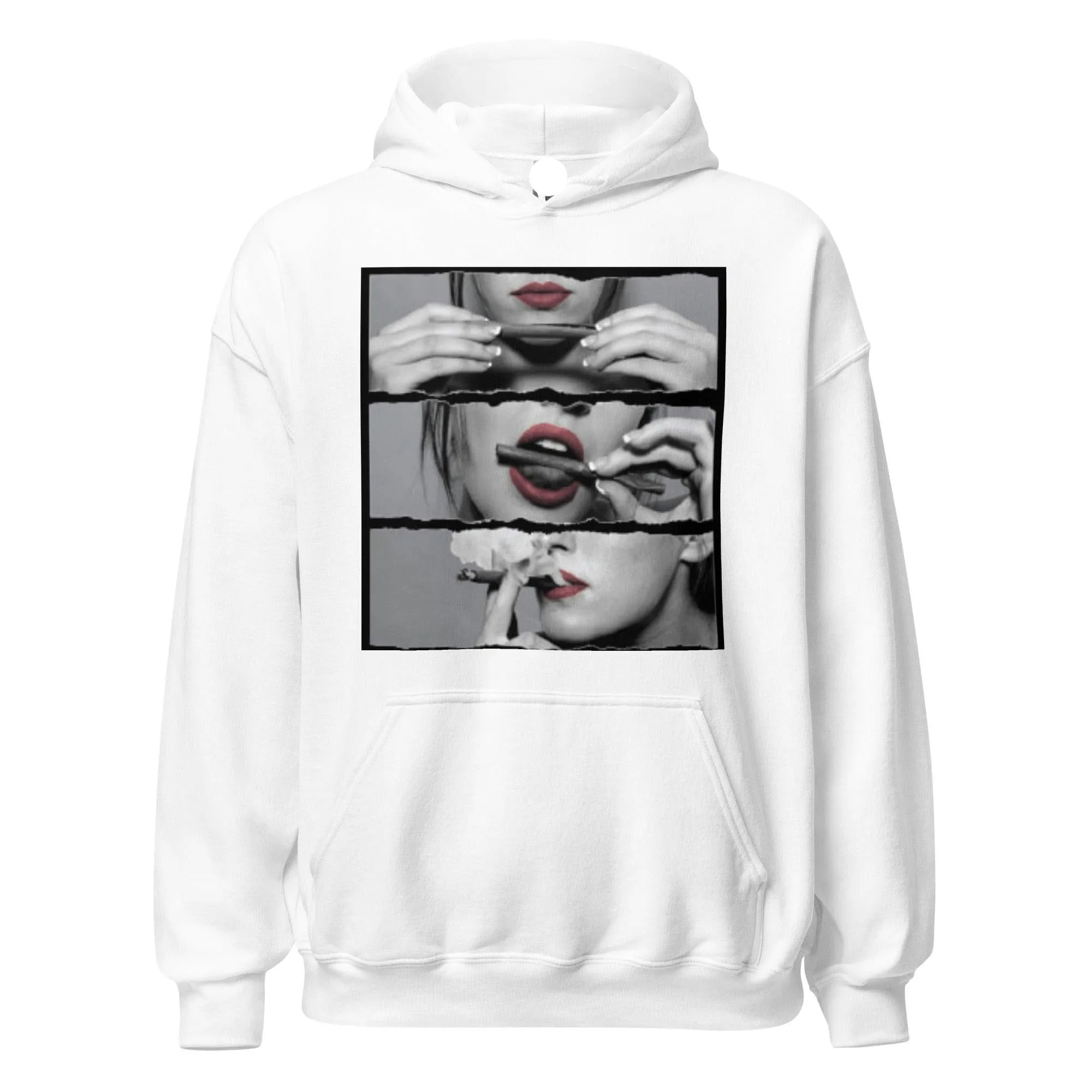 Weed Hoodie Sexy Lips Preparing And Smoking Blunt Blended Cotton Unisex Midweight Pullover