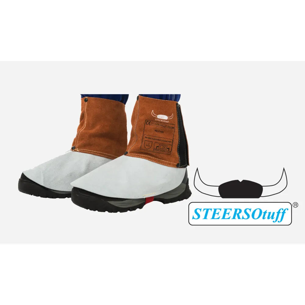 Weldas 44-7106 STEERSOtuff 6" Leg Spat Side Split Leather Welding Shoe Cover Pair