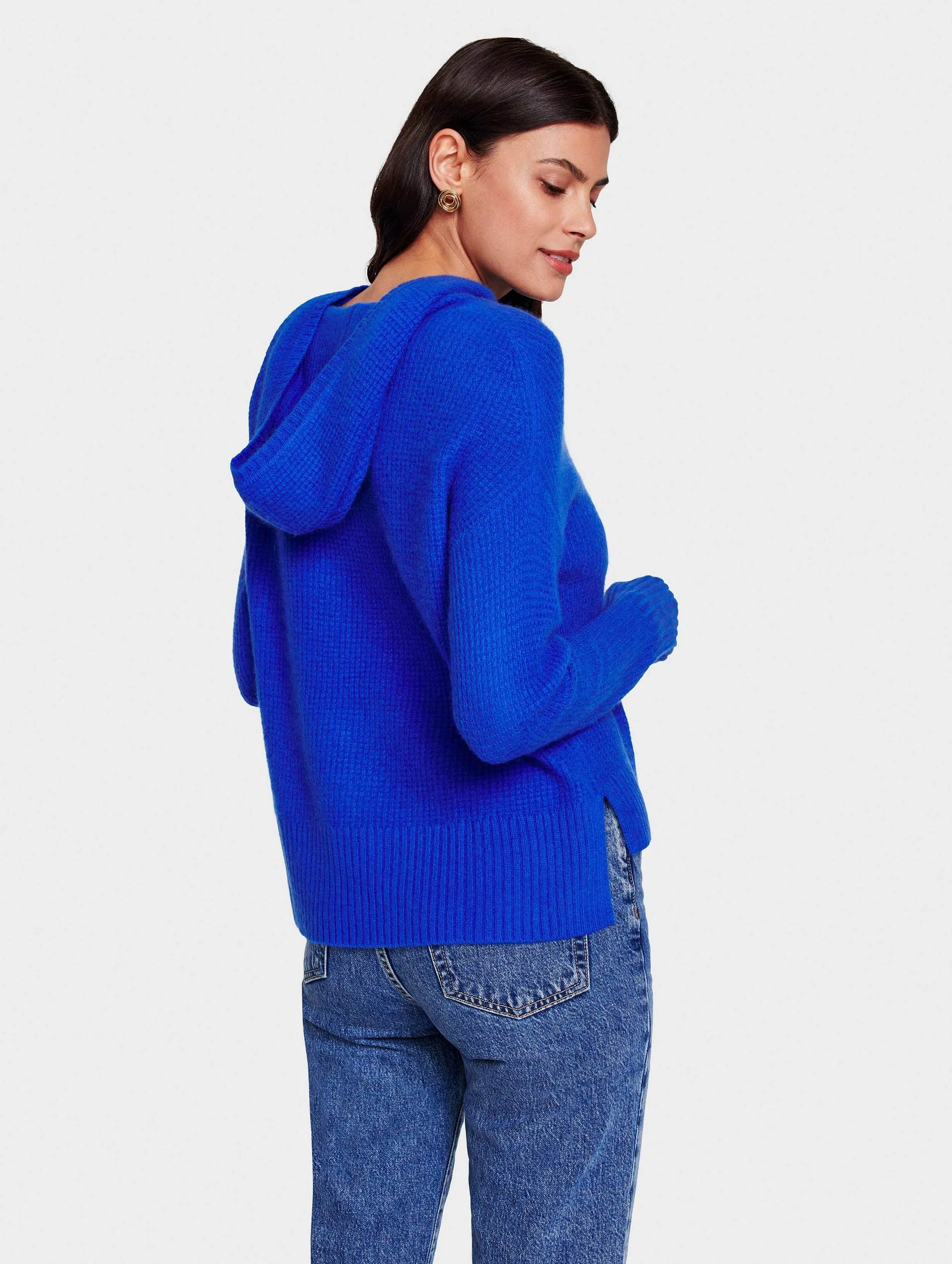 White   Warren - Oversized Waffle Hoodie in Pisces Blue Heather