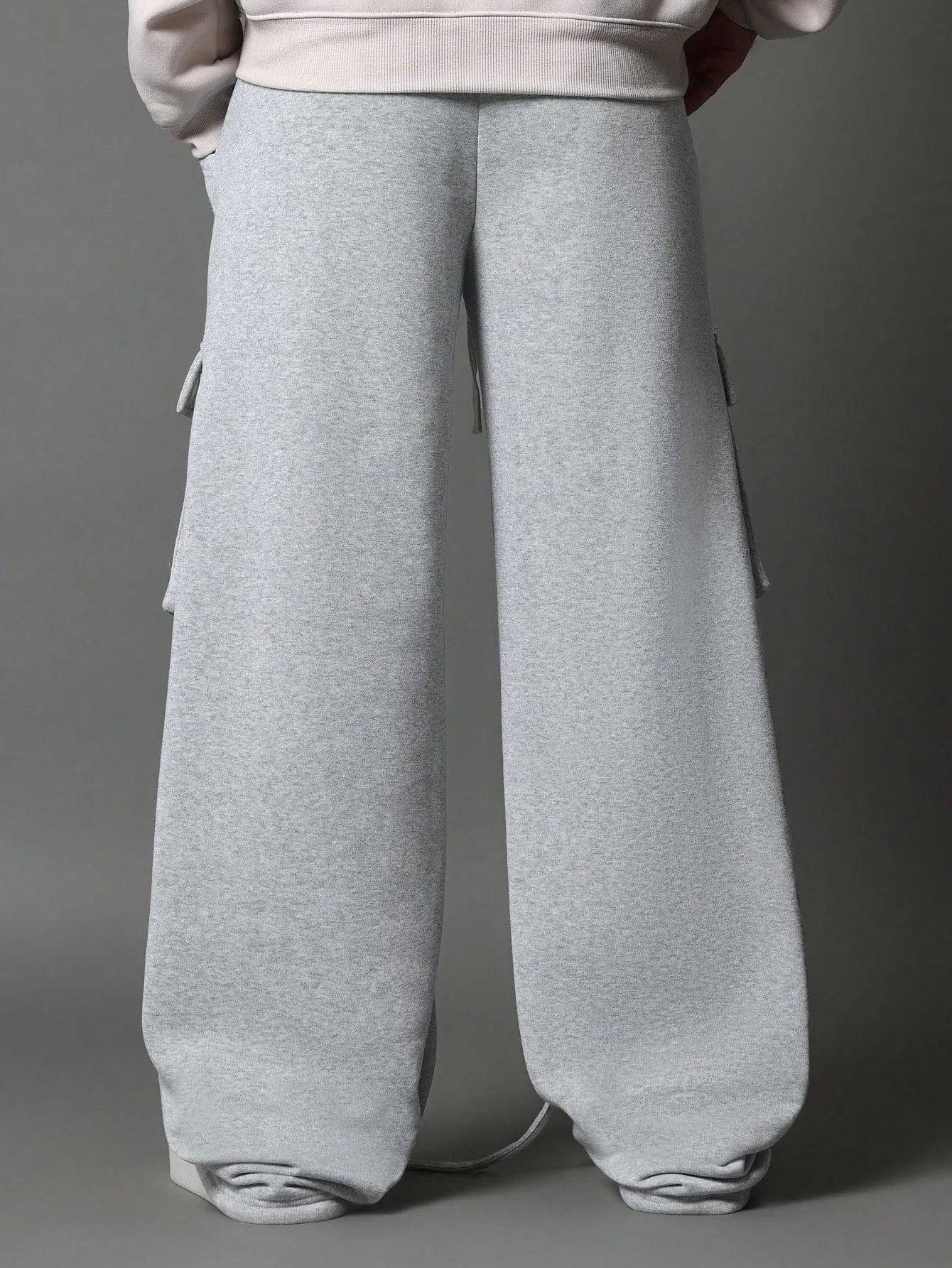 Wide Leg Multi Pocket Cargo Sweatpants With Drawcords