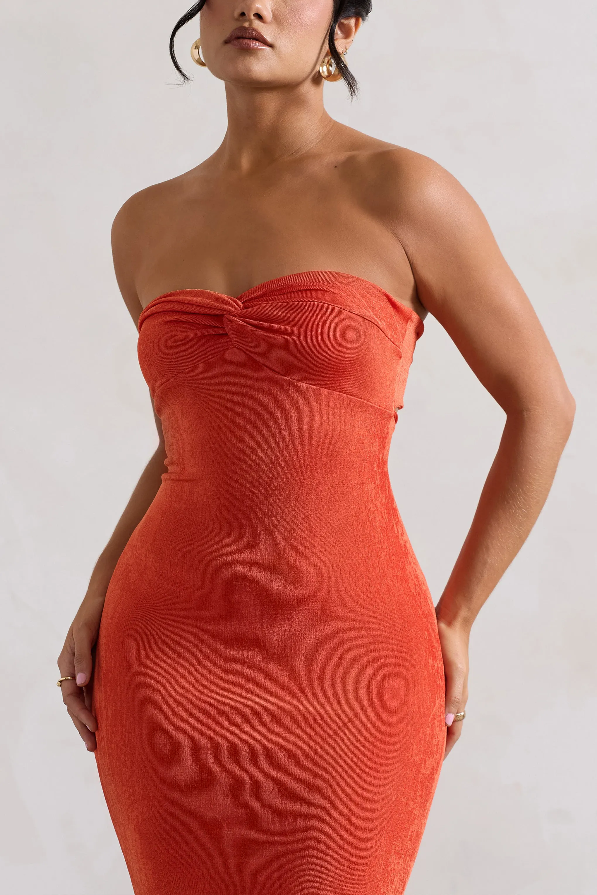 Wild Fantasy | Orange Bandeau Sweetheart Maxi Dress