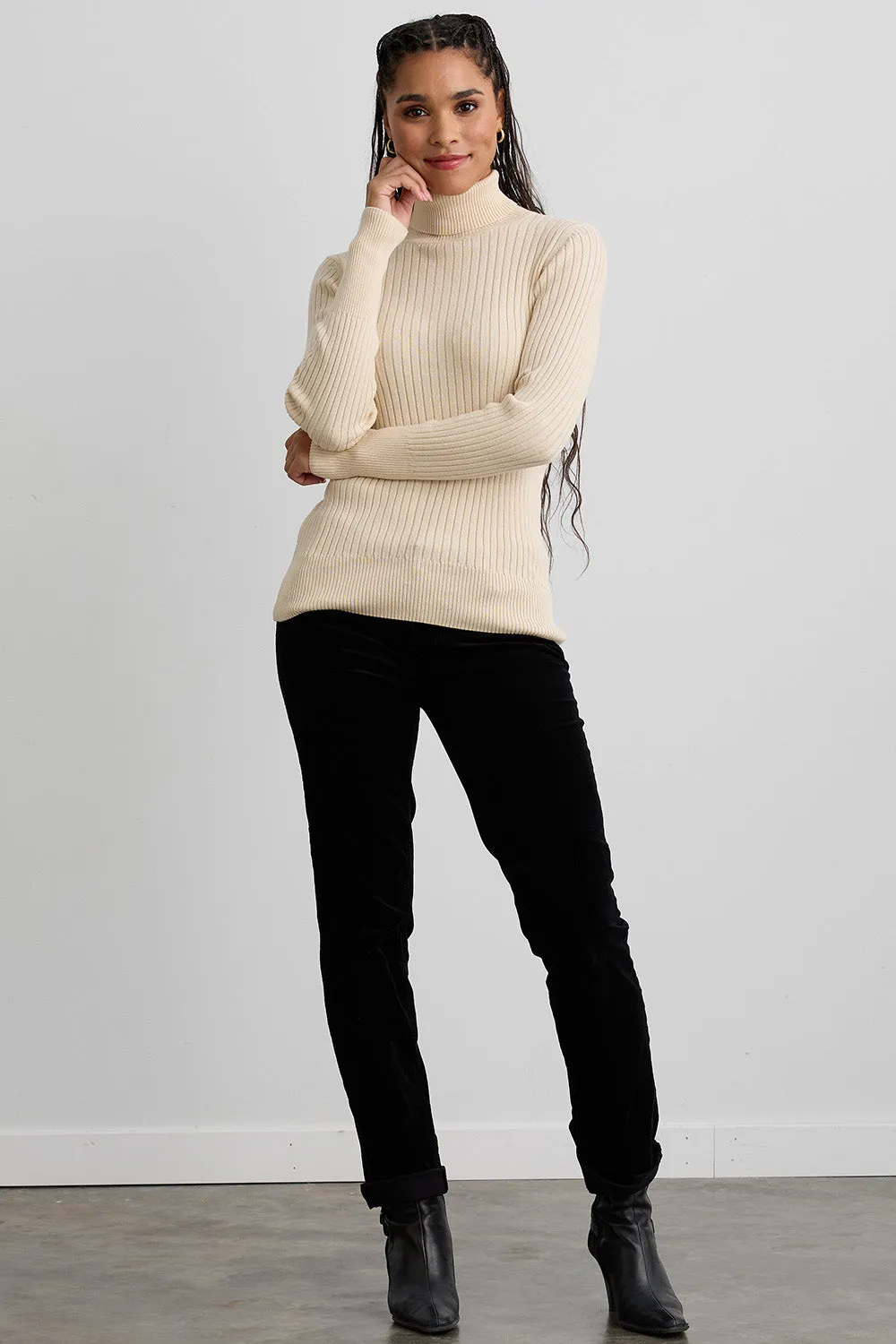 Women's Organic Cotton Ribbed Turtleneck Sweater