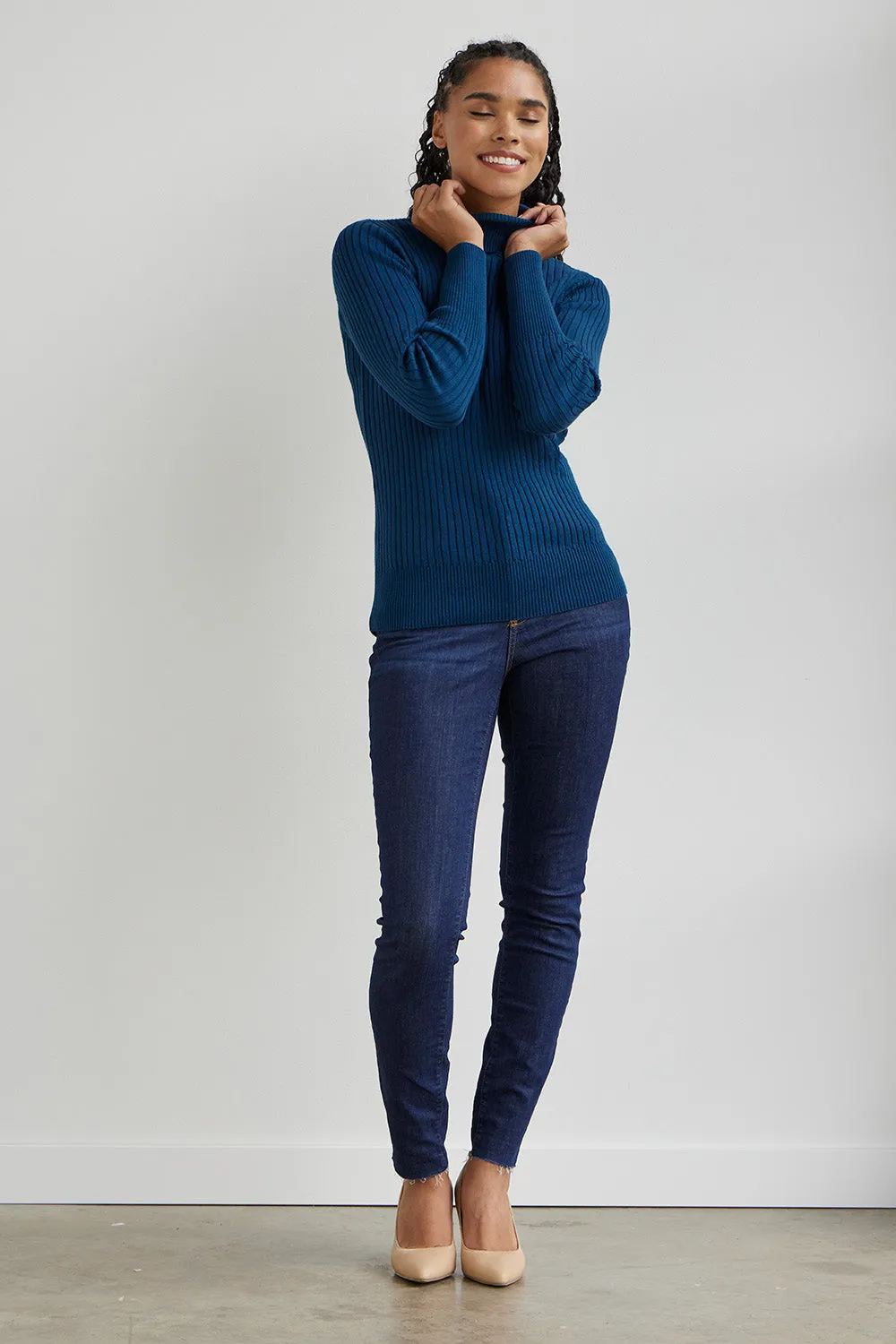 Women's Organic Cotton Ribbed Turtleneck Sweater