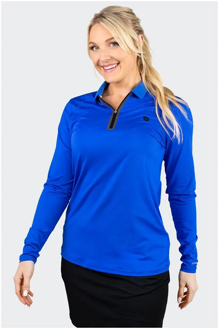 Women's Victory Lap Long Sleeve Golf Polo  |  Baja Blue