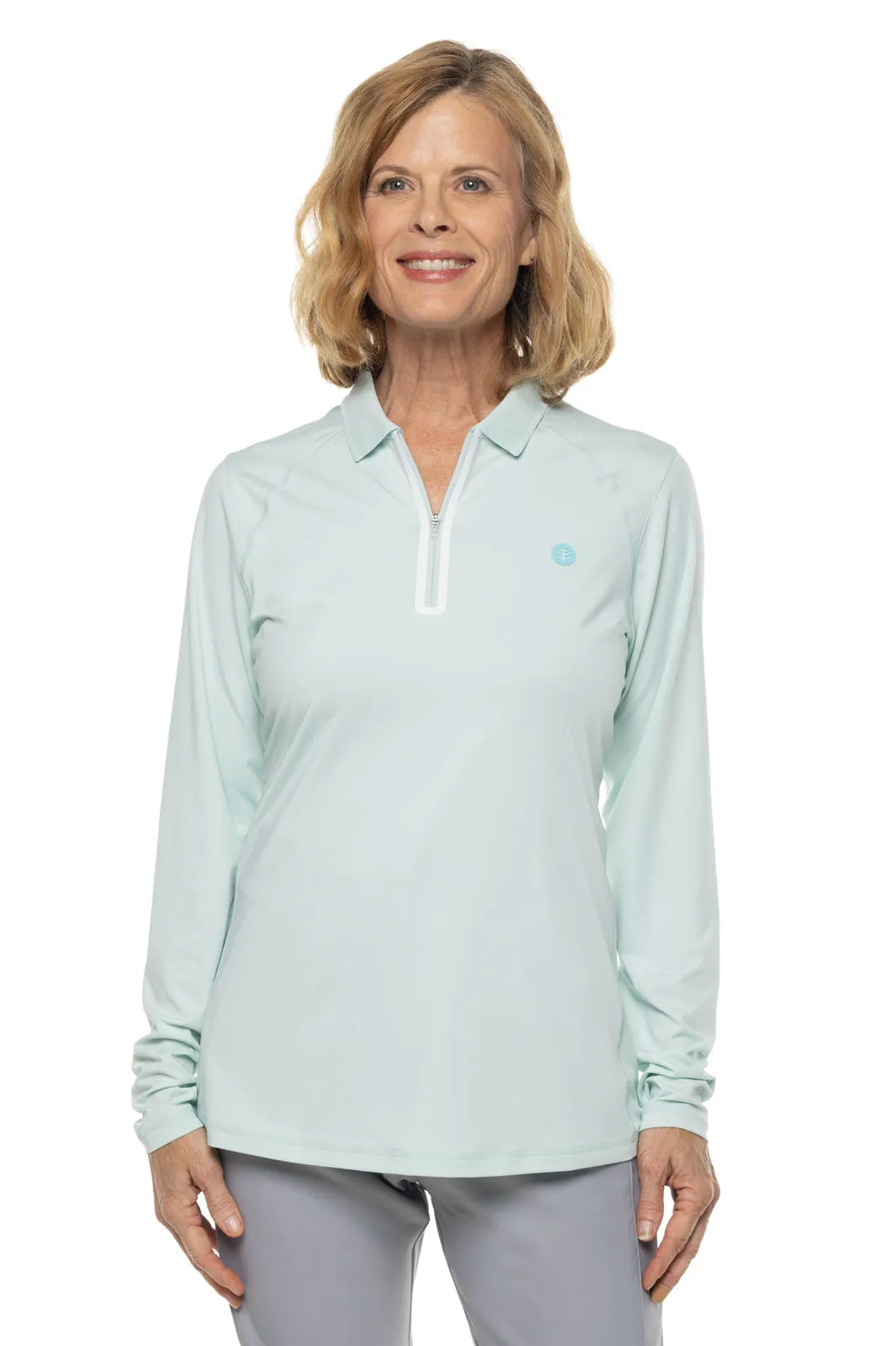 Women's Victory Lap Long Sleeve Golf Polo  |  Misty Aqua