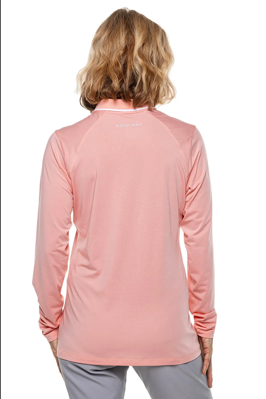 Women's Victory Lap Long Sleeve Golf Polo  |  Peachy Pink