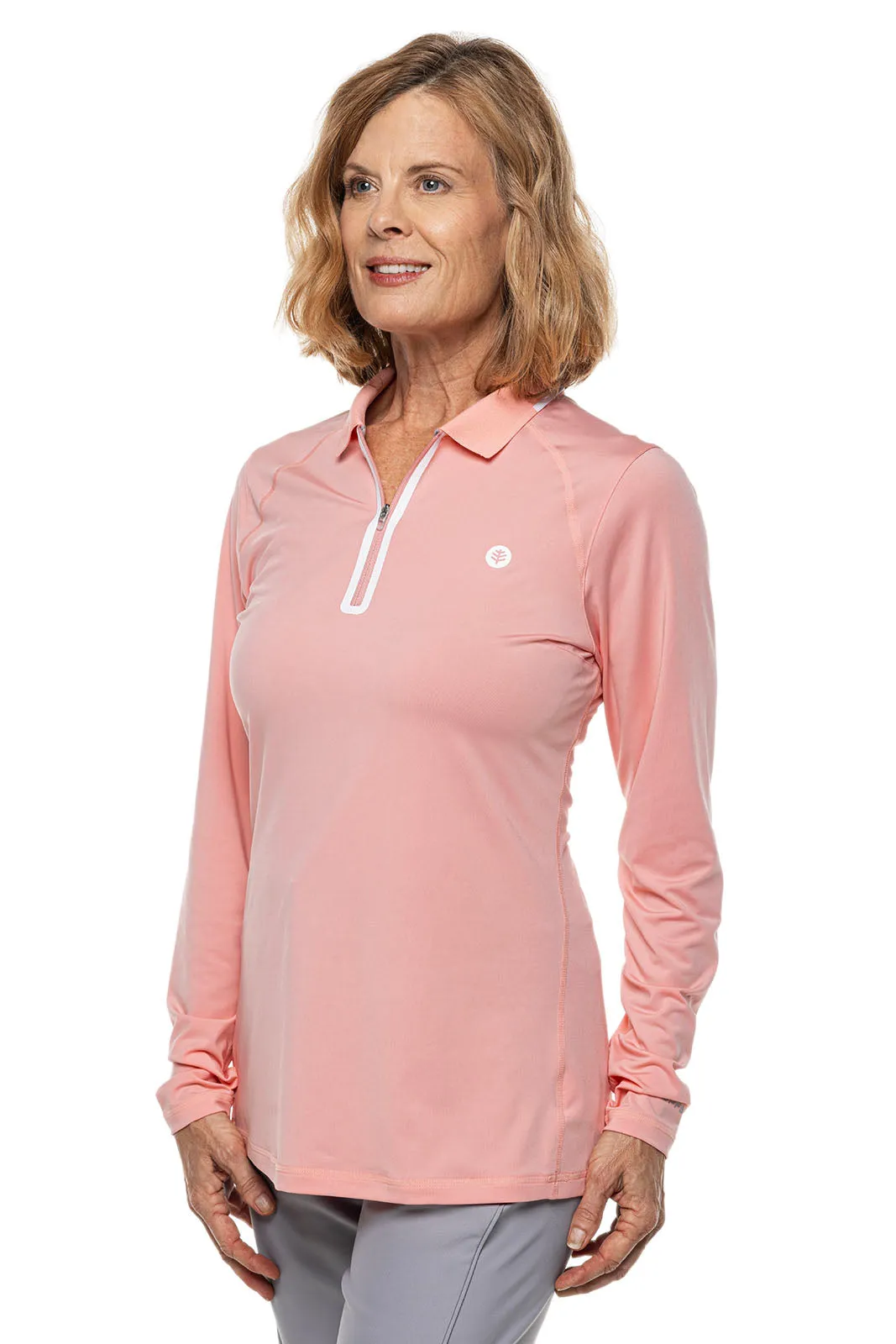 Women's Victory Lap Long Sleeve Golf Polo  |  Peachy Pink