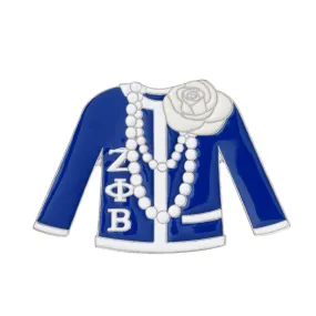 Zeta Phi Beta Blue White Sweater Sorority Pin ZPB