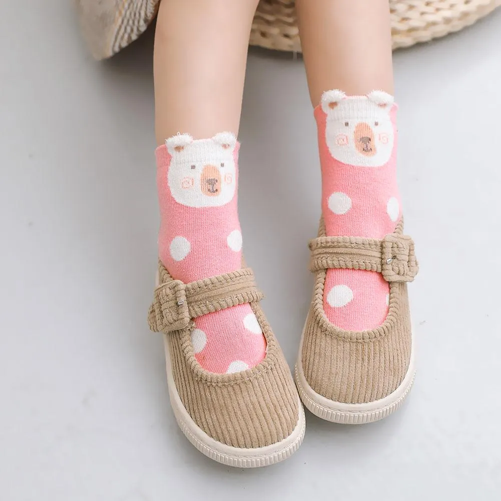 ZFSOCK Cute Animal Design Pink Socks for Girls, 5 Pairs