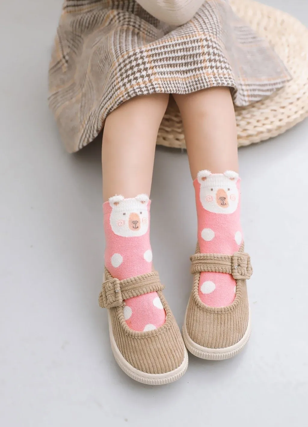 ZFSOCK Cute Animal Design Pink Socks for Girls, 5 Pairs