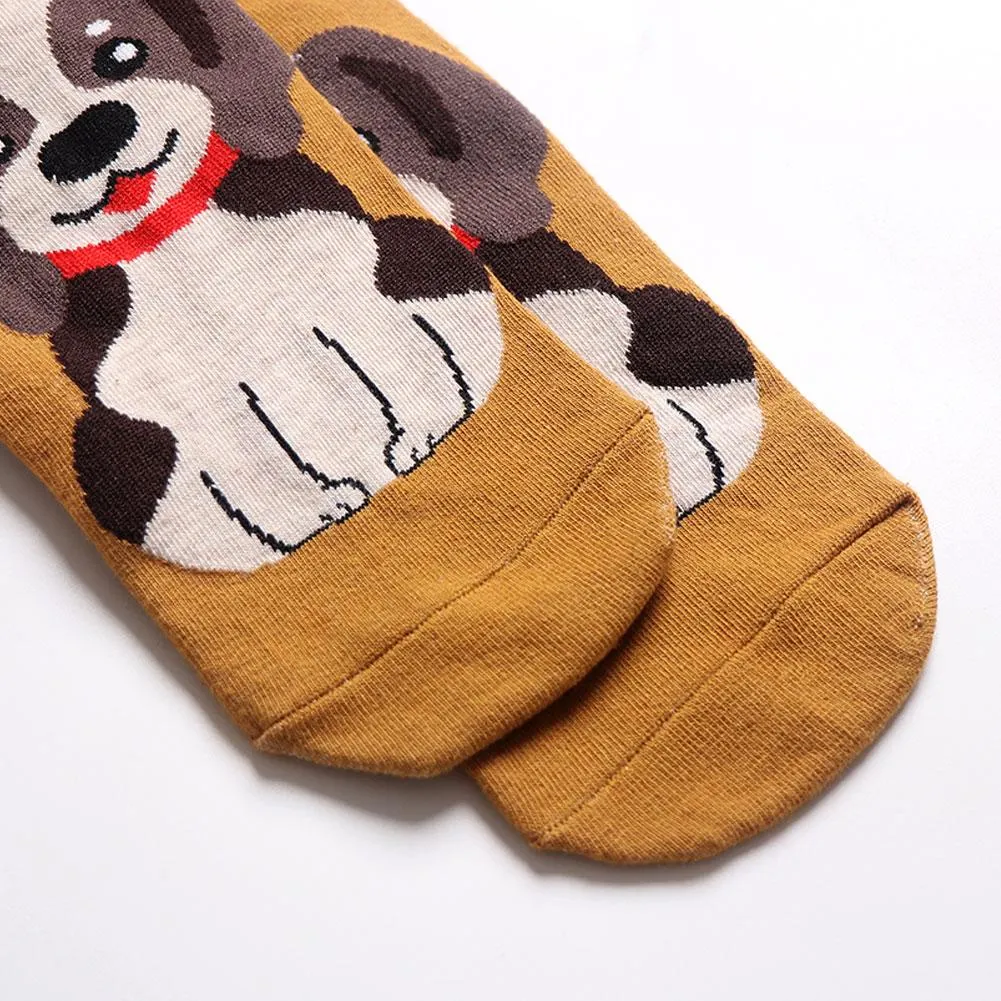 ZFSOCK Cute Dog Design Premium Quality  Socks for Women, 5 Pairs