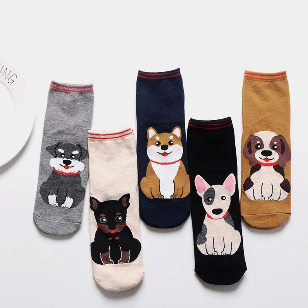 ZFSOCK Cute Dog Design Premium Quality  Socks for Women, 5 Pairs