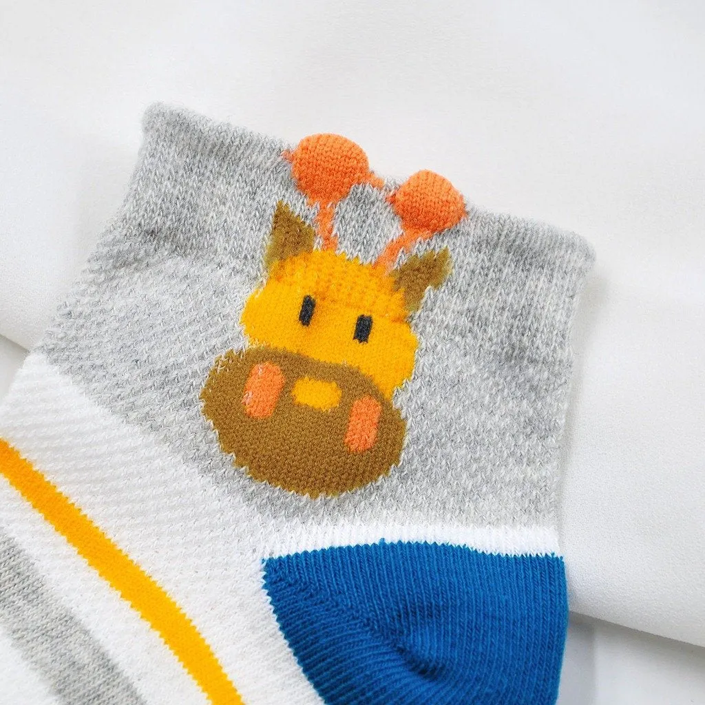 ZFSOCK Cute Giraffe Animal Design Crew Socks for Kids Boys, 5 Pairs